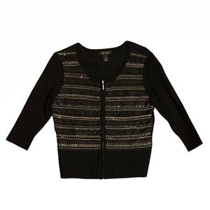 NWOT White House Black Market black with sequin and bead embellishments Size M